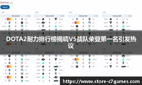 DOTA2耐力排行榜揭晓V5战队荣登第一名引发热议